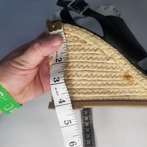 Steven by Steve Madden open toe wedge espadrille heel stunner black 8.5 - Picture 9 of 9